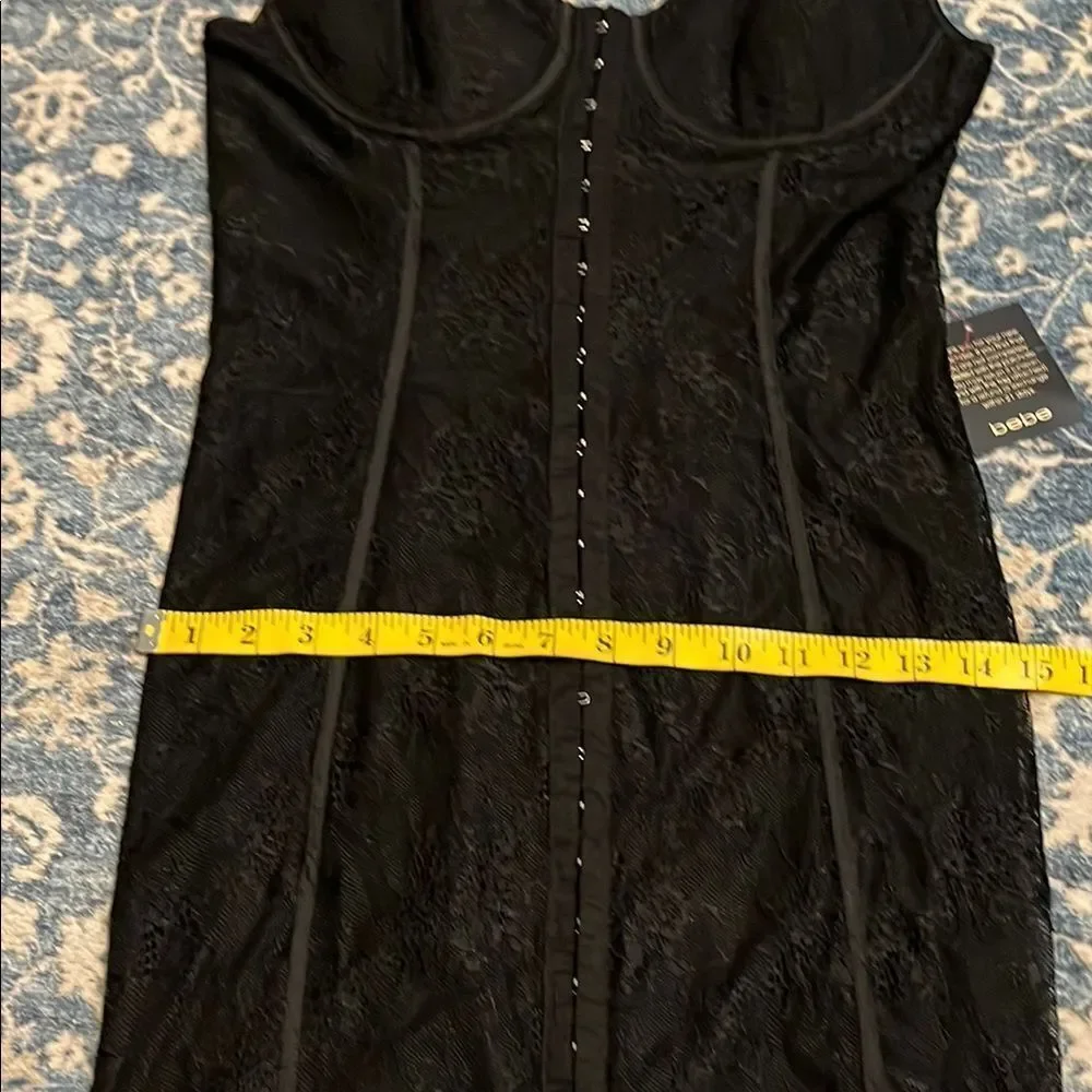 Bebe Bustier Lace Midi Elegant Black Dress Brand New Party Event Gala